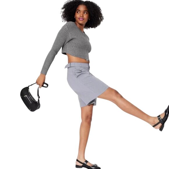 Wild Fable Women's Gray Cropped Zipped Long Sleeve Sweater - Size 1X - NWT - Picture 3 of 9